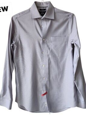 15 34 Light Gray Shirt 1905 Jos A Bank Slim Fit Cotton Blend Long Sleeves Spread